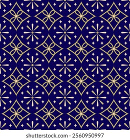 Golden with Gypsy on deep blue seamless Pattern.vector.