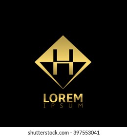 Golden H letter logo for business company. Success luxury creative concept symbol