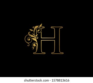 Golden H Luxury Logo Icon, Classy Letter Logo Design.