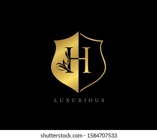 Golden H Luxury Shield Logo Icon 