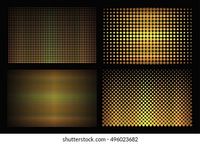 Golden halftone backgrounds.Halftone dots vector illustration.