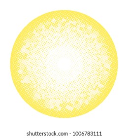 Golden halftone circles, dots pattern, vector, grunge. Comic texture background. Monochrome half-tone. Circle halftone Dots, gold and white geometric gradient for pop art designs.