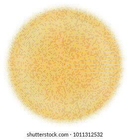 Golden halftone circles, dots pattern, vector, grunge. Comic texture background. Monochrome half-tone. Circle halftone Dots, gold geometric gradient for pop art designs.
