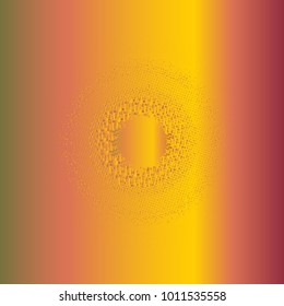 Golden halftone circles, dots pattern, vector, grunge. Comic texture background. Monochrome half-tone. Circle halftone Dots,  gold and pink geometric gradient for pop art designs.