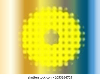 Golden halftone circles, dots pattern, vector, grunge. Rainbow comic texture background. Monochrome half-tone. Circle halftone Dots, gold and colorful geometric gradient for pop art designs.