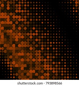 Golden halftone circles, dots pattern, vector, grunge. Comic texture background. Monochrome half-tone. Circle halftone Dots, White and black geometric gradient for pop art designs.