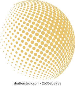 Golden Halftone Dotted Sphere Abstract Vector Design