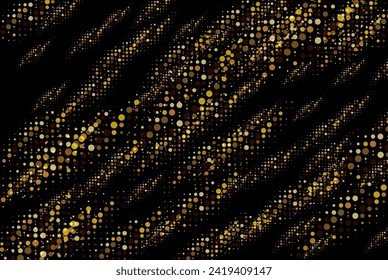 Golden halftone on a black background Poster design on a black background with golden halftone elements