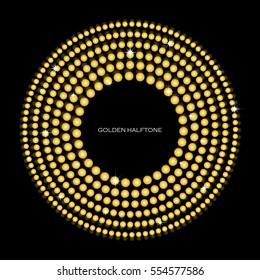 Golden halftone pattern sparkling golden circles background