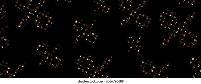 Golden halftone percent pattern background. Vector illustration.