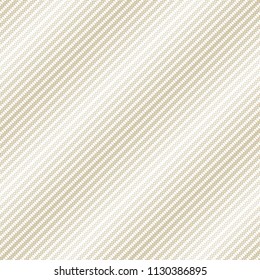 Golden halftone seamless pattern. White and gold vector texture with diagonal mesh, lace, weave, tissue, lattice, grid. Gradient transition effect. Abstract geometric background. Elegant luxury design