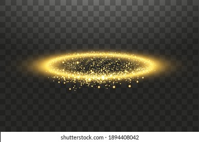 Golden Halo Angel Ring. Isolated On Black Transparent Background, Vector Illustration