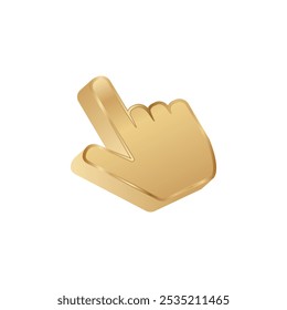 Golden hand cursor for computer. Premium desktop hand pointer icon.