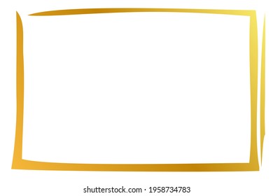 Golden Hand Draw Sketch Simple Rectangle Frame,for your brochure, flyer, background, etc, Isolated on white
