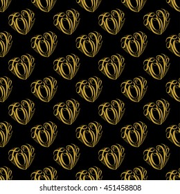 Golden hand lettering love decor seamless pattern. Vector illustration for your design