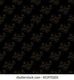 Golden hand lettering New Year decor seamless pattern. Vector illustration for your design