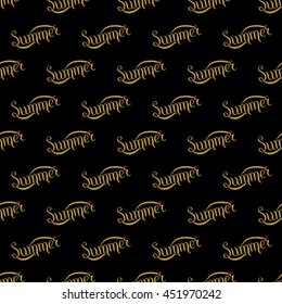 Golden hand lettering summer decor seamless pattern. Vector illustration for your design