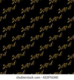 Golden hand lettering summer decor seamless pattern. Vector illustration for your design