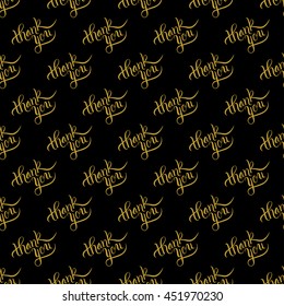 Golden hand lettering thank you decor seamless pattern. Vector illustration for your design
