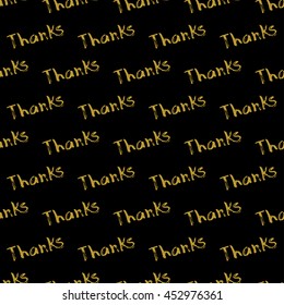 Golden hand lettering thanks decor seamless pattern. Vector illustration for your design