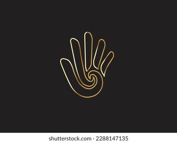 A golden hand make with vector arts 