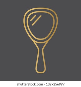 Golden Hand Mirror Icon- Vector Illustration