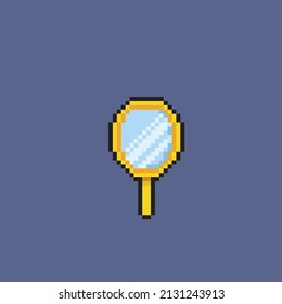 Golden Hand Mirror In Pixel Style