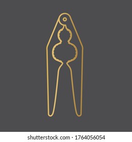 golden hand nutcracker tool icon- vector illustration