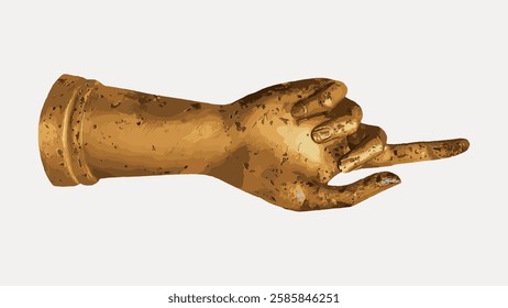 Golden hand sticker, vintage illustration, isolated vector element.