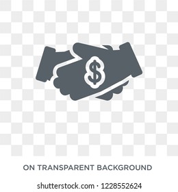 Golden handshake icon. Trendy flat vector Golden handshake icon on transparent background from Business  collection. 