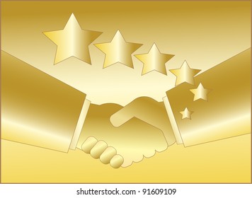 golden handshake with star symbol for rich