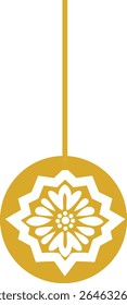 Golden hanging floral ornament with stars in Islamic style, suitable for Eid and Ramadan decorative themes in elegant flat vector design