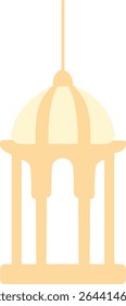 Golden hanging Islamic lantern for Ramadan celebration, symbolizing spiritual light and holy month blessings, perfect for festive invitations, greeting cards, and decor design.

