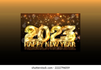 Golden Happy 2023 New year vip card, vector illustration