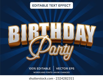 Golden happy birthday 3D editable text effect template