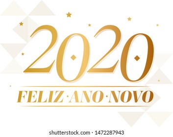 Golden Happy New Year 2020 in portuguese