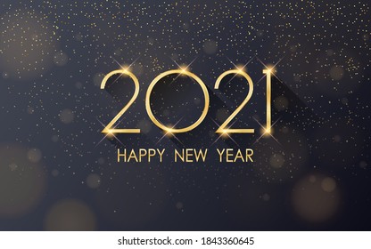 Golden happy new year 2021 with falling glitter - Shutterstock ID 1843360645