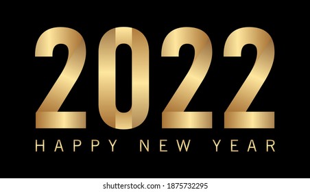 Golden Happy New Year 2022, 2022 Elegant gold letter on the Black Background