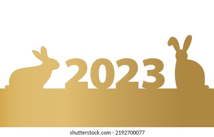 golden Happy new year 2023, Chinese Year of Rabbit- vector illustration