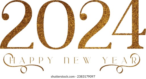Golden Happy new year 2024 lettering