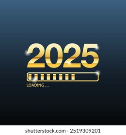 Golden Happy new year 2025 Loading design vector. Golden happy new 2025 year with loading background vector design image
