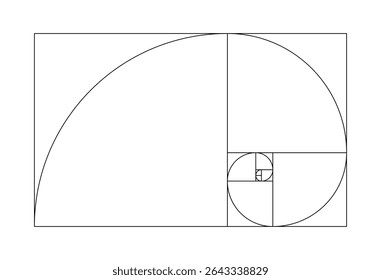 Golden harmony proportions, ratio template. Fibonacci numbers, array. 