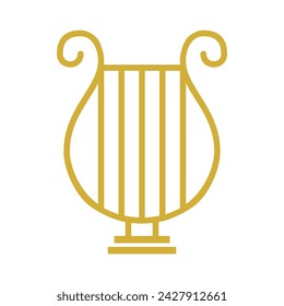 Golden Harp Line Icon Vector Illustration