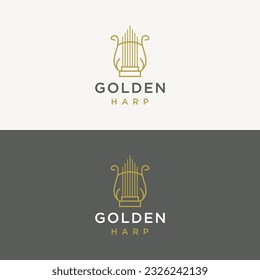 Golden harp logo icon design template flat vector