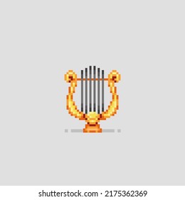 golden harp in pixel art style