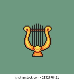 Golden Harp In Pixel Style