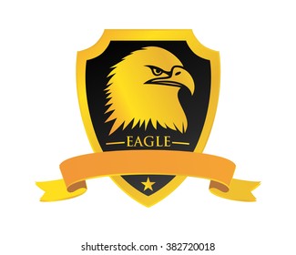 golden hawk heraldic shield image vector
