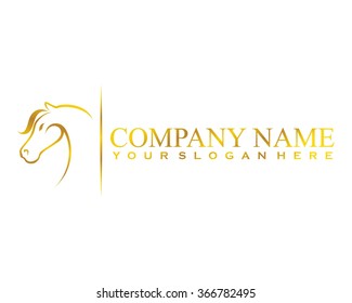 golden head horse silhouette image logo