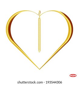 golden hear isolated on white background vector