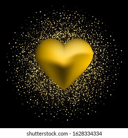 
Golden heart abstract background with golden fine dust. Design element for St. Valentine's Day.